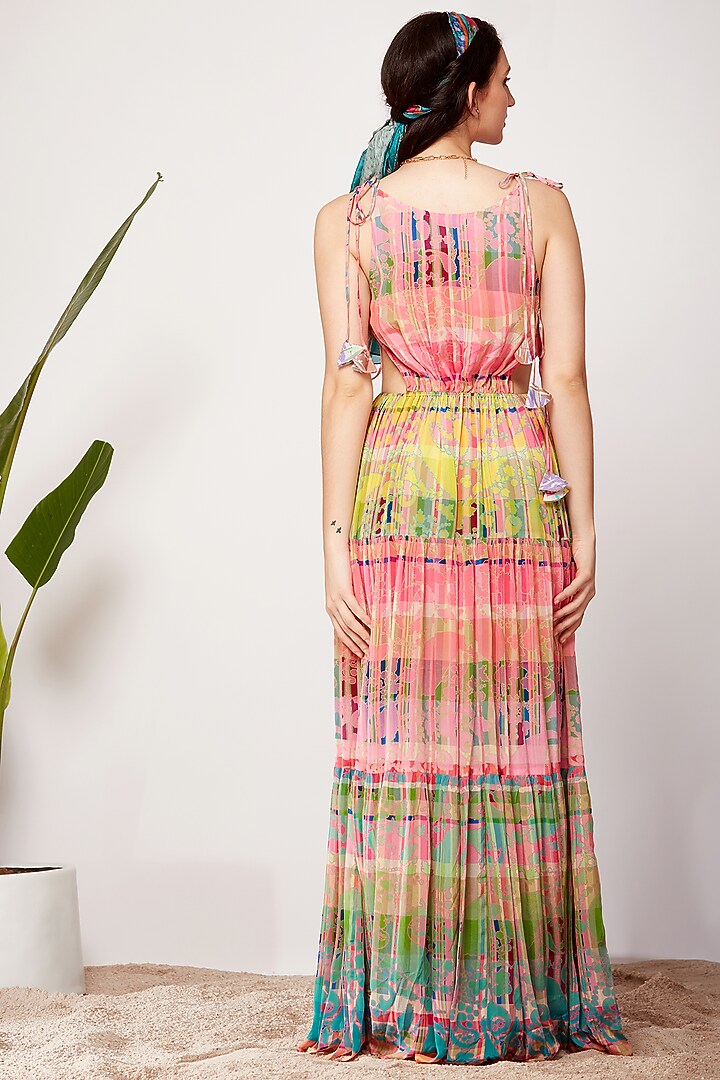Multi-Colored Printed Vacation Dress by SIDDHARTHA BANSAL at Pernia's Pop Up Shop