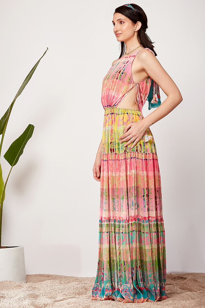 Multi-Colored Printed Vacation Dress by SIDDHARTHA BANSAL at Pernia's Pop Up Shop