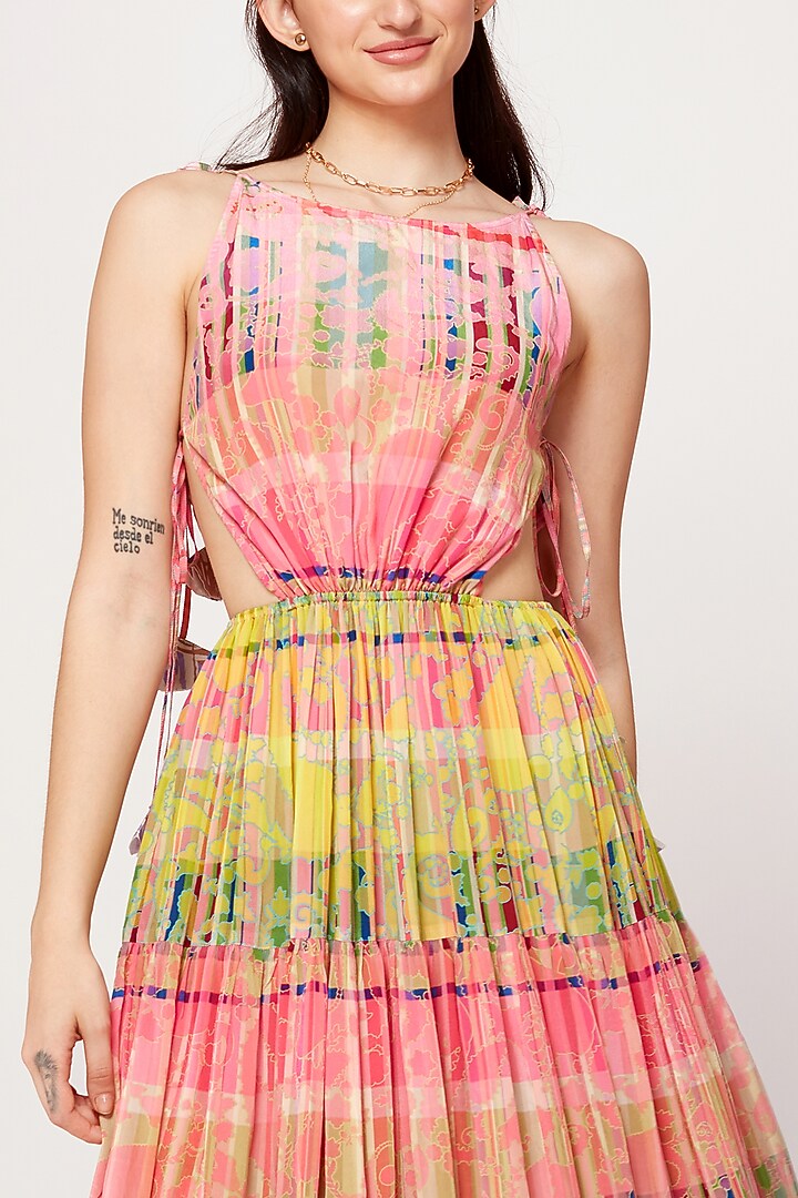 Multi-Colored Printed Vacation Dress by SIDDHARTHA BANSAL at Pernia's Pop Up Shop