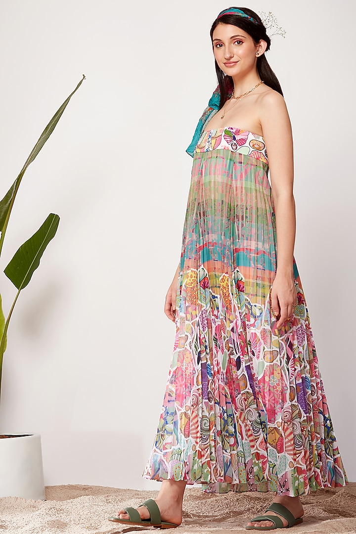 Multi-Colored Printed Tube Dress by SIDDHARTHA BANSAL