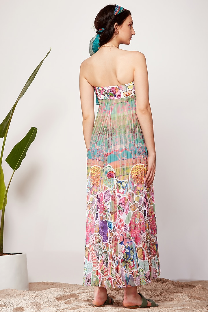 Multi-Colored Printed Tube Vacation Dress by SIDDHARTHA BANSAL at Pernia's Pop Up Shop