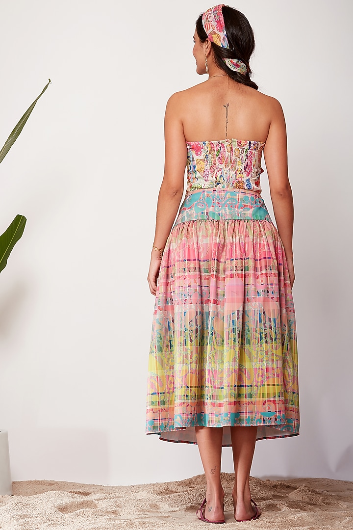 Multi-Colored Printed Gathered Skirt by SIDDHARTHA BANSAL at Pernia's Pop Up Shop