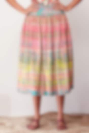 Multi-Colored Printed Gathered Skirt by SIDDHARTHA BANSAL