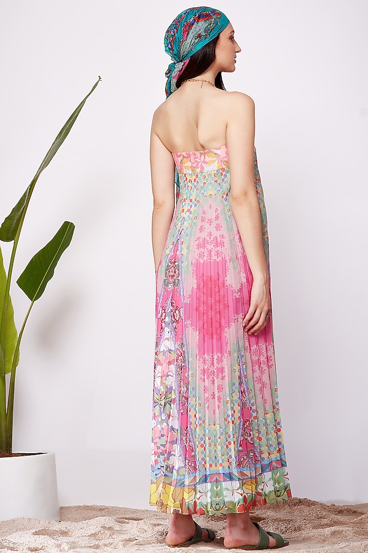 Multi-Colored Pleated Tube Vacation Dress With Print by SIDDHARTHA BANSAL at Pernia's Pop Up Shop