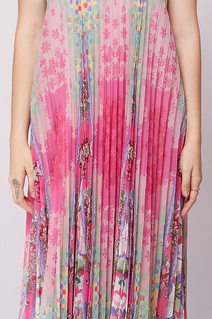 Multi-Colored Pleated Tube Vacation Dress With Print by SIDDHARTHA BANSAL at Pernia's Pop Up Shop