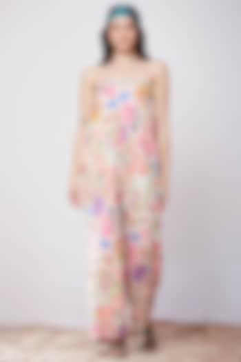 Multi-Colored Block Printed Off-Shoulder Jumpsuit by SIDDHARTHA BANSAL