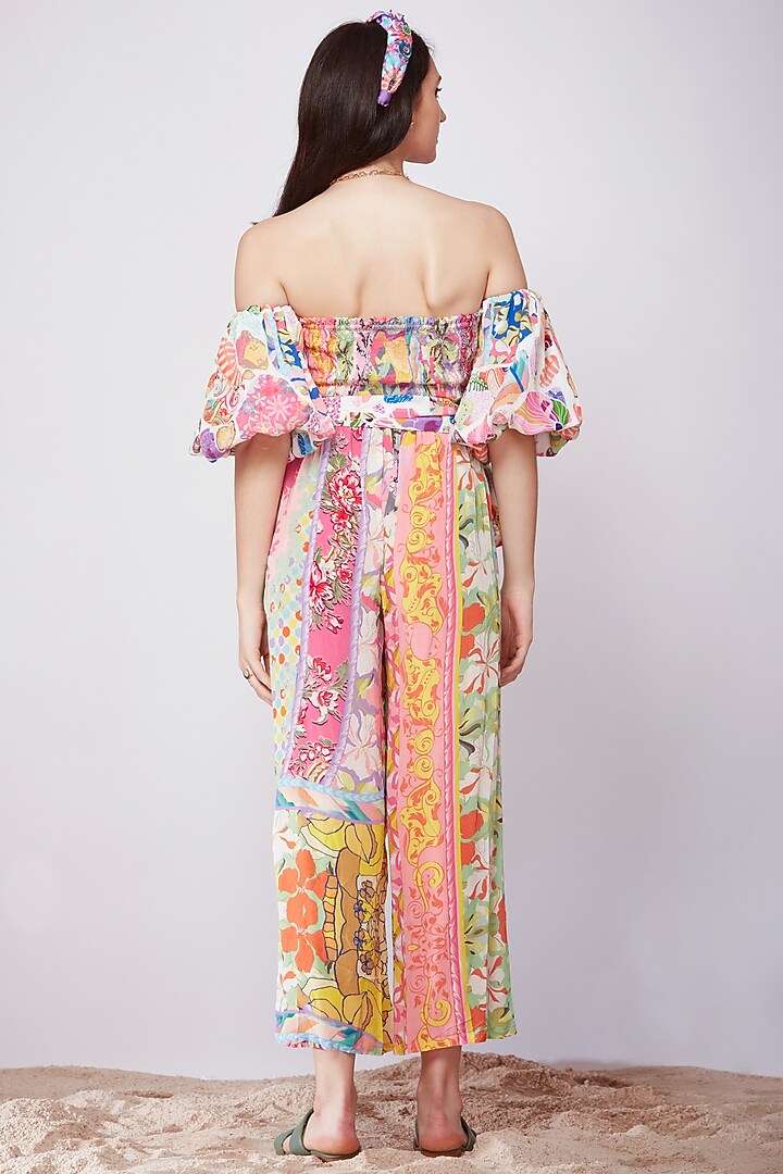 Multi-Colored Floral Printed Off-Shoulder Jumpsuit by SIDDHARTHA BANSAL at Pernia's Pop Up Shop