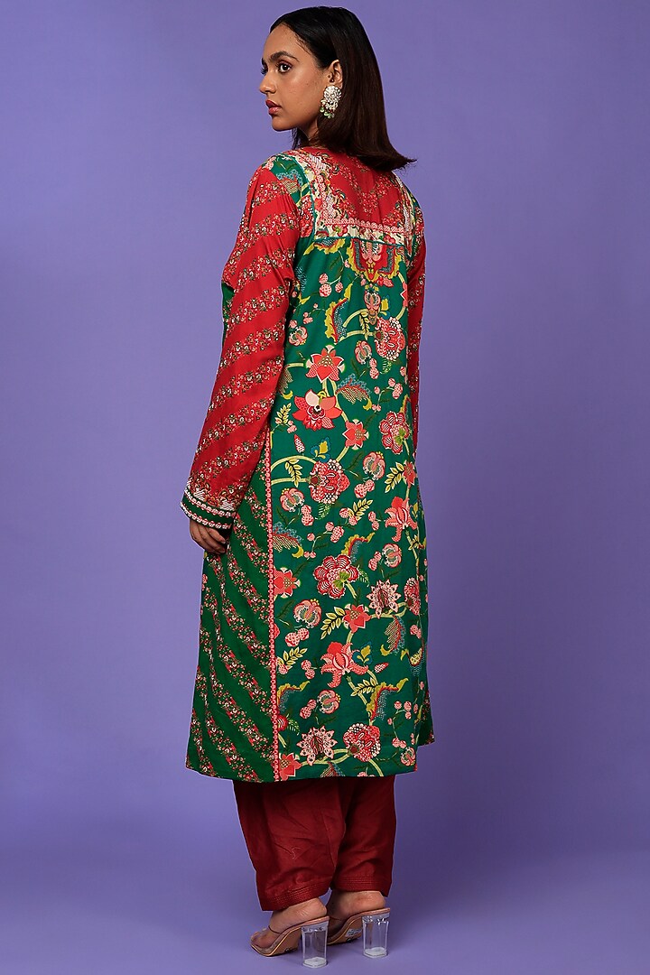 Maroon Printed & Embroidered Kurta Set by SIDDHARTHA BANSAL at Pernia's Pop Up Shop
