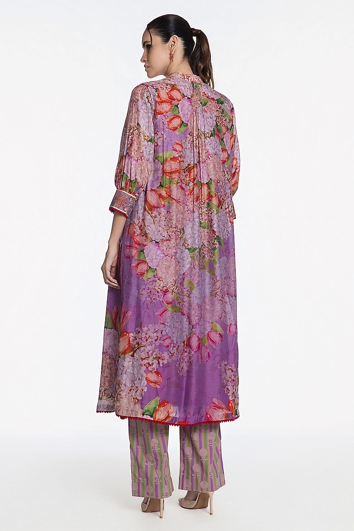 Lilac Modal Muslin Zari Embroidered Kurta Set by SIDDHARTHA BANSAL at Pernia's Pop Up Shop