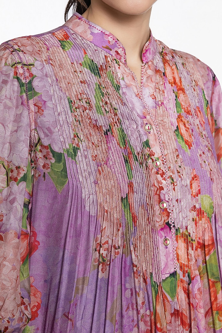 Lilac Modal Muslin Zari Embroidered Kurta Set by SIDDHARTHA BANSAL at Pernia's Pop Up Shop