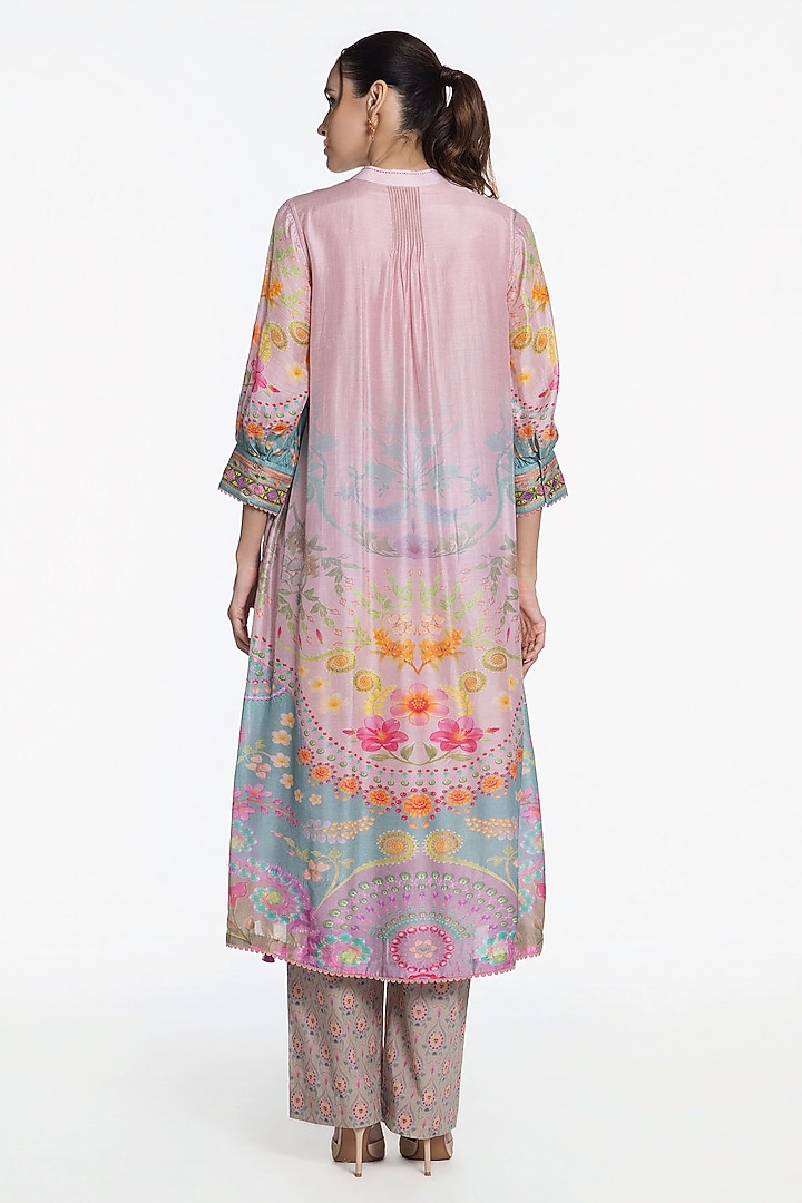 Blush Pink Modal Muslin Zari Embroidered Kurta Set by SIDDHARTHA BANSAL at Pernia's Pop Up Shop