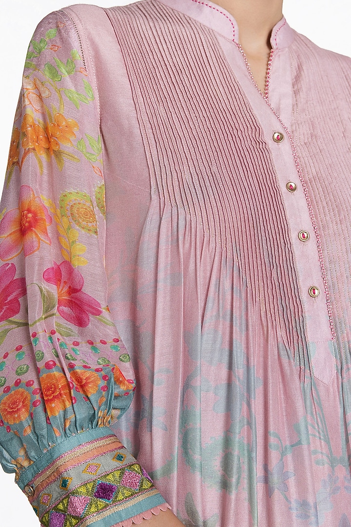 Blush Pink Modal Muslin Zari Embroidered Kurta Set by SIDDHARTHA BANSAL at Pernia's Pop Up Shop