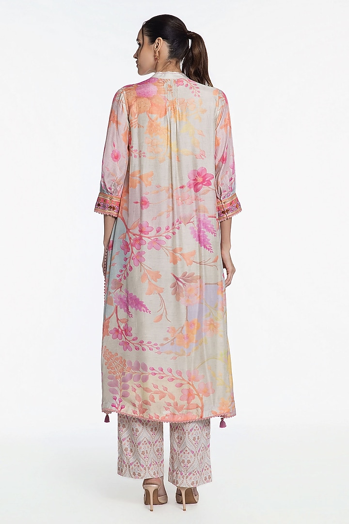 Multi-Coloured Modal Muslin Zari Embroidered Kurta Set by SIDDHARTHA BANSAL at Pernia's Pop Up Shop
