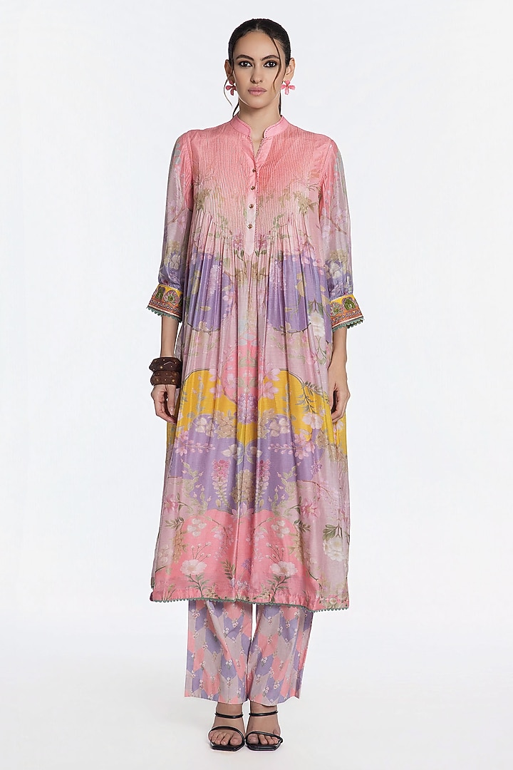 Blush Pink Modal Muslin Zari Embroidered Kurta Set by SIDDHARTHA BANSAL at Pernia's Pop Up Shop
