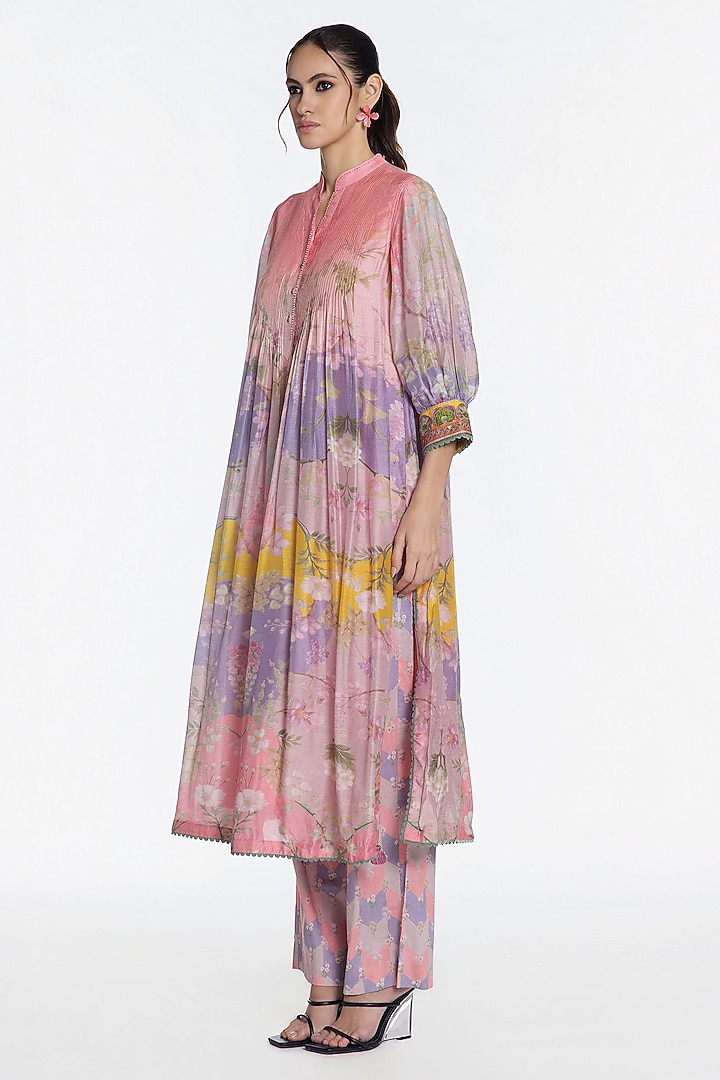 Blush Pink Modal Muslin Zari Embroidered Kurta Set by SIDDHARTHA BANSAL at Pernia's Pop Up Shop