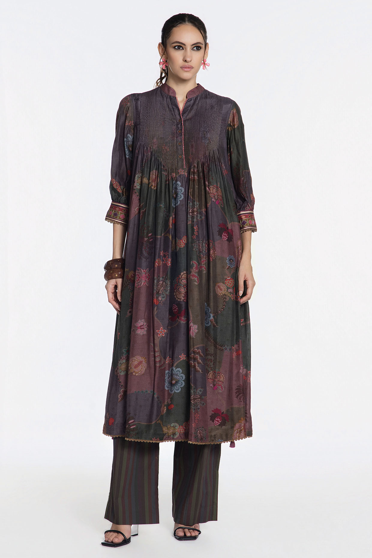 SIDDHARTHA BANSAL Multi-Coloured Modal Muslin Zari Embroidered Kurta Set