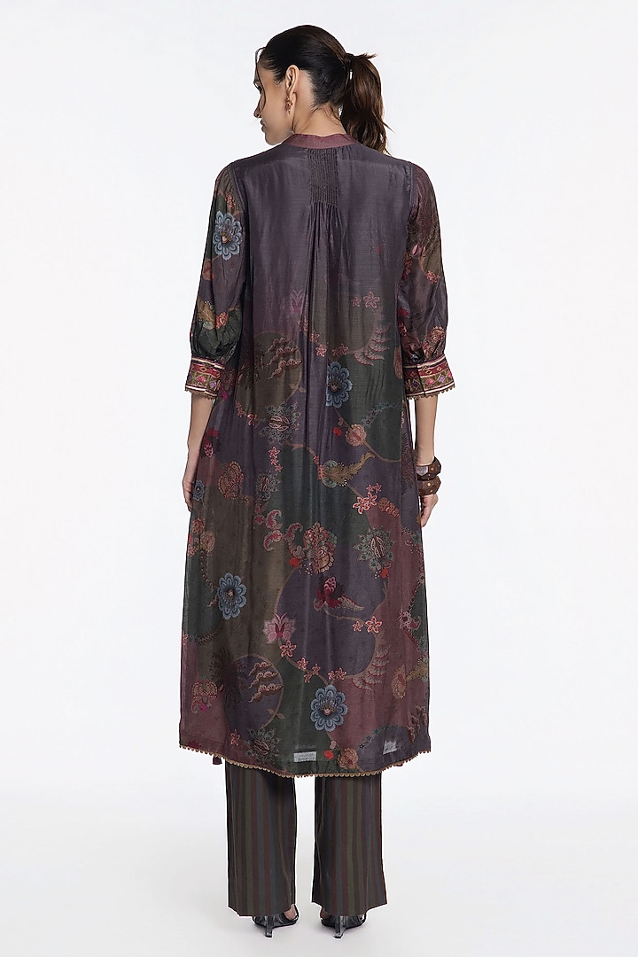 Multi-Coloured Modal Muslin Zari Embroidered Kurta Set by SIDDHARTHA BANSAL at Pernia's Pop Up Shop