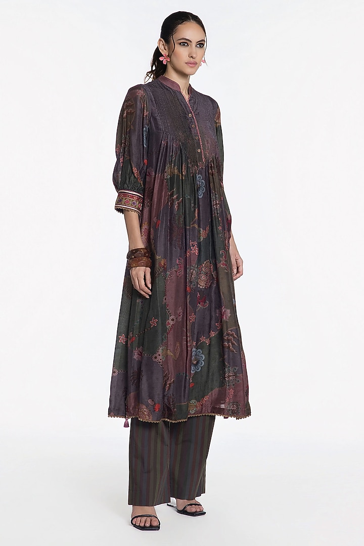 Multi-Coloured Modal Muslin Zari Embroidered Kurta Set by SIDDHARTHA BANSAL at Pernia's Pop Up Shop