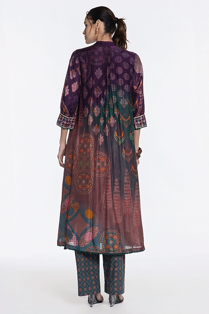 Grey Green Muslin Zari Embroidered Kurta Set by SIDDHARTHA BANSAL at Pernia's Pop Up Shop