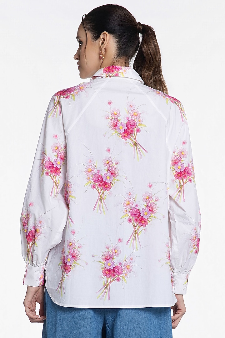 Ivory Cotton Floral Printed Shirt by SIDDHARTHA BANSAL at Pernia's Pop Up Shop