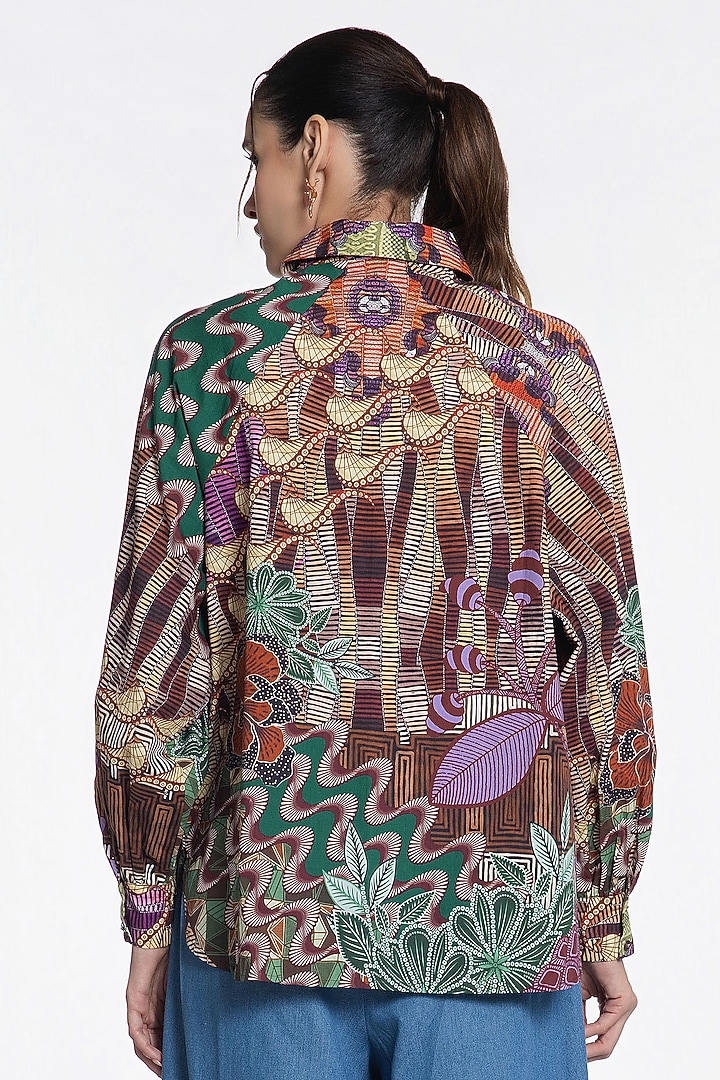 Brown Cotton Printed Shirt by SIDDHARTHA BANSAL at Pernia's Pop Up Shop
