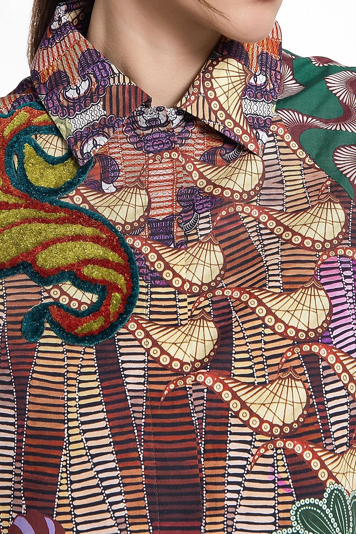 Brown Cotton Printed Shirt by SIDDHARTHA BANSAL at Pernia's Pop Up Shop