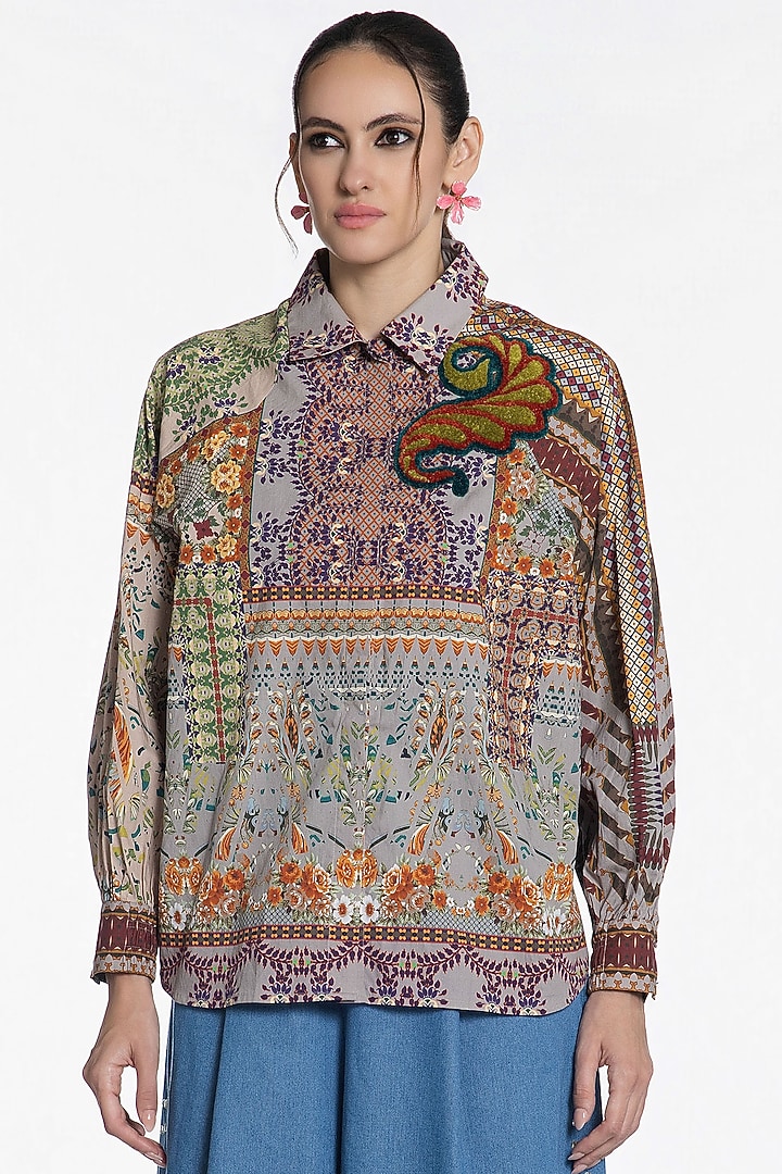 Multi-Colored Cotton Printed Shirt by SIDDHARTHA BANSAL at Pernia's Pop Up Shop