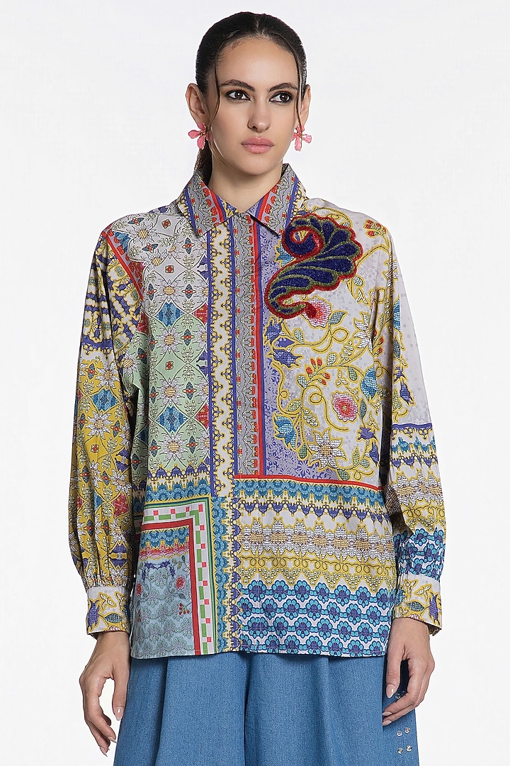 Multi-Colored Cotton Printed Shirt by SIDDHARTHA BANSAL at Pernia's Pop Up Shop