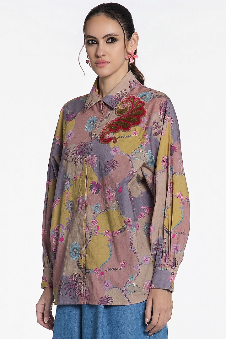 Multi-Colored Cotton Printed Shirt by SIDDHARTHA BANSAL at Pernia's Pop Up Shop