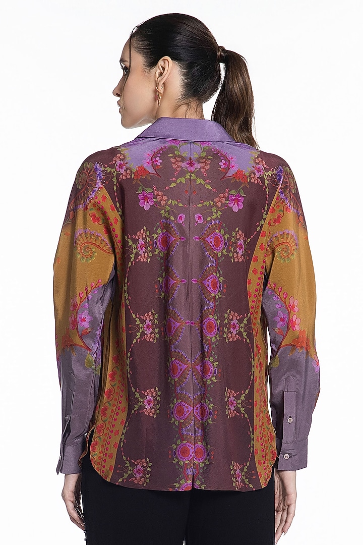 Purple Pink Silk Printed Shirt by SIDDHARTHA BANSAL at Pernia's Pop Up Shop