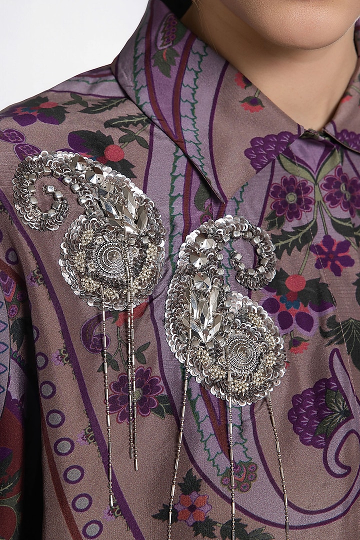 Pastel Purple Silk Printed Shirt by SIDDHARTHA BANSAL at Pernia's Pop Up Shop