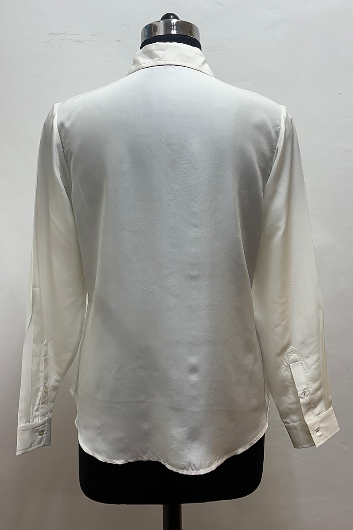 Ivory Silk Printed Shirt by SIDDHARTHA BANSAL at Pernia's Pop Up Shop