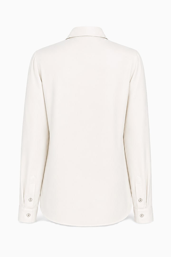 Ivory Silk Printed Shirt by SIDDHARTHA BANSAL at Pernia's Pop Up Shop