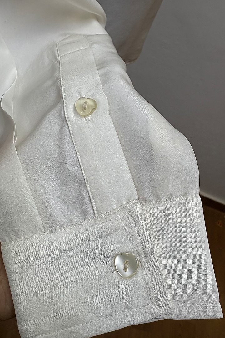 Ivory Silk Printed Shirt by SIDDHARTHA BANSAL at Pernia's Pop Up Shop