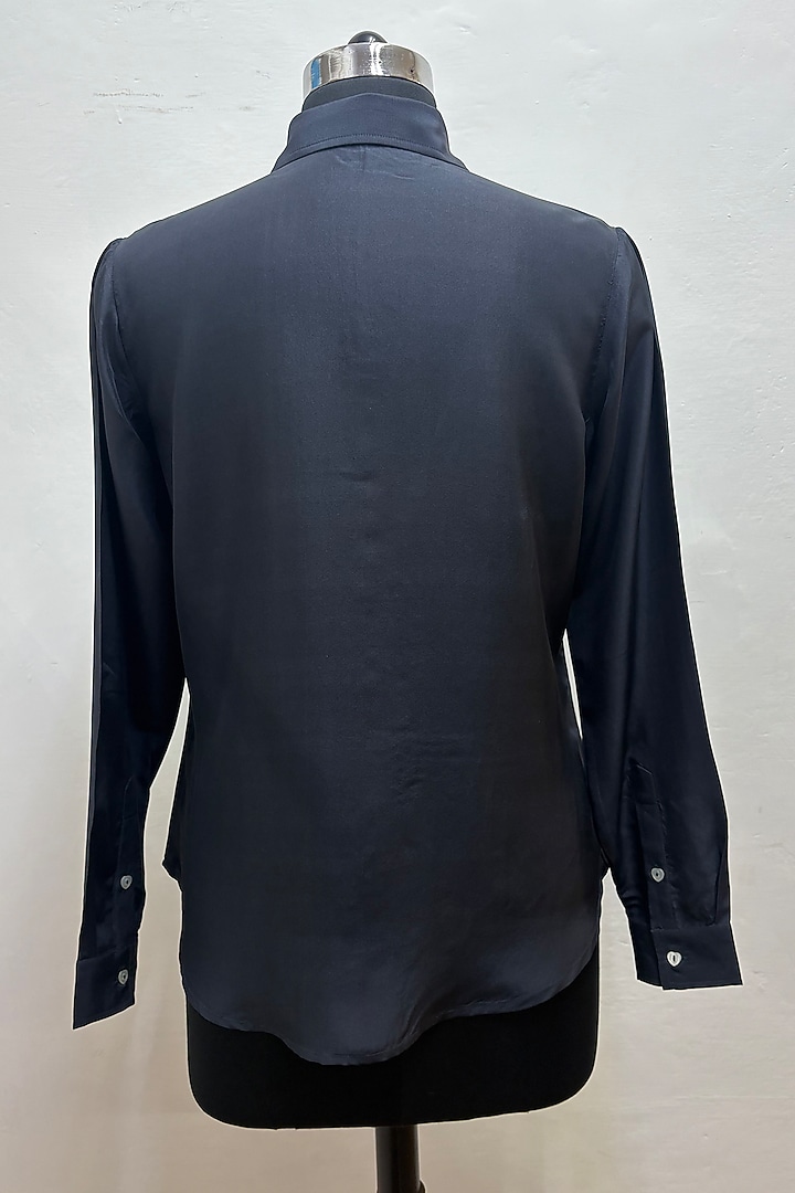 Black Silk Printed Shirt by SIDDHARTHA BANSAL at Pernia's Pop Up Shop