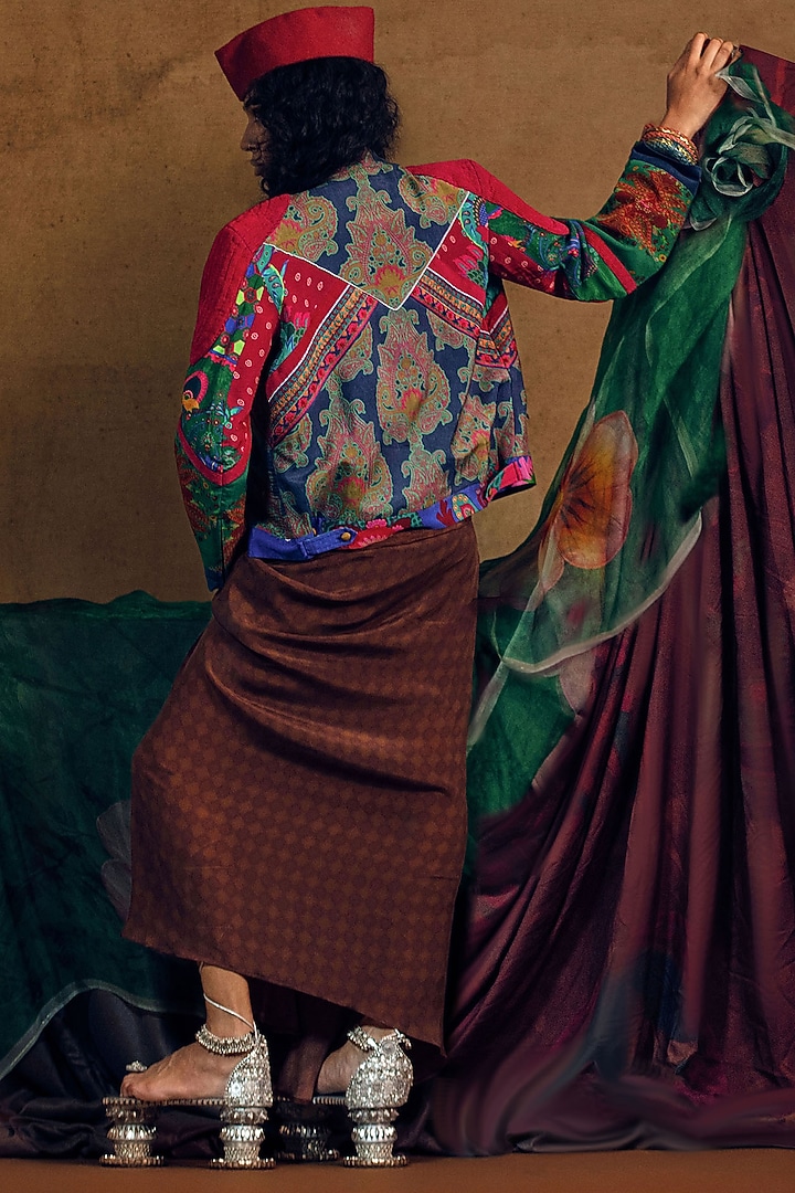 Brown Poplin Fluid Draped Skirt by SIDDHARTHA BANSAL at Pernia's Pop Up Shop