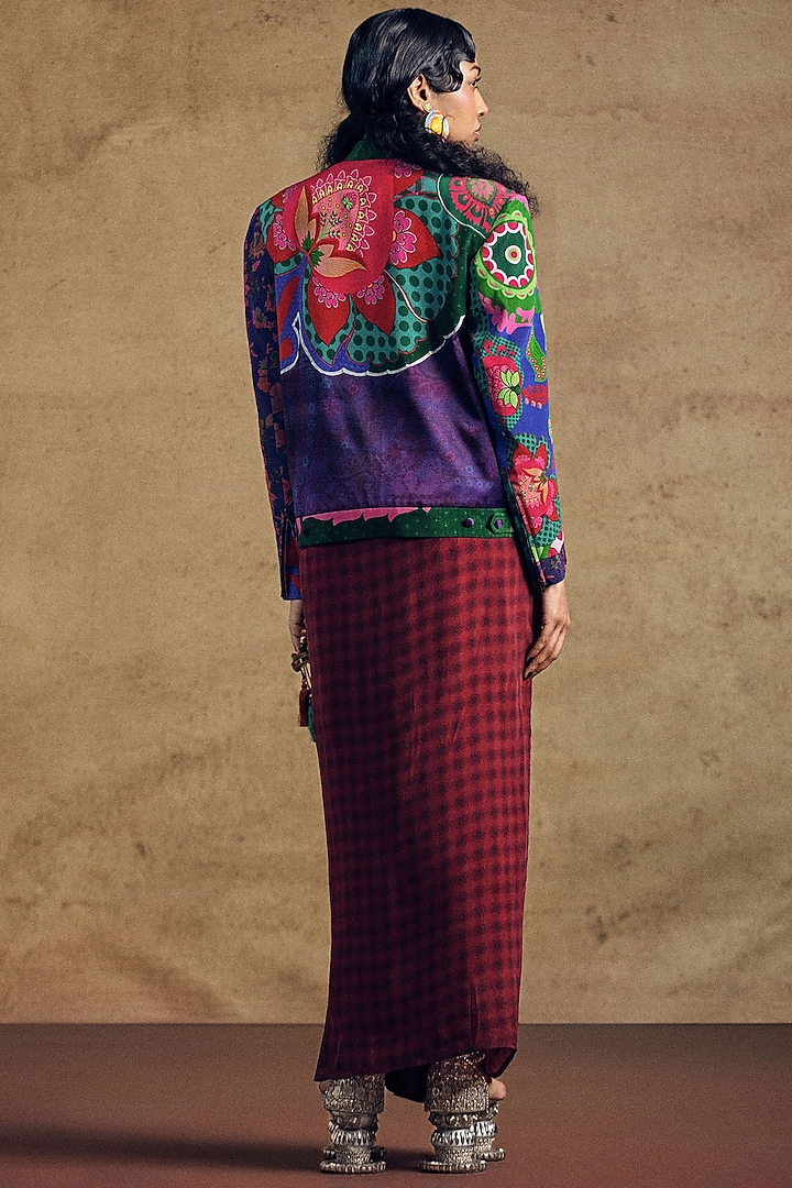 Multi-Colored Crepe Printed Jacket by SIDDHARTHA BANSAL at Pernia's Pop Up Shop