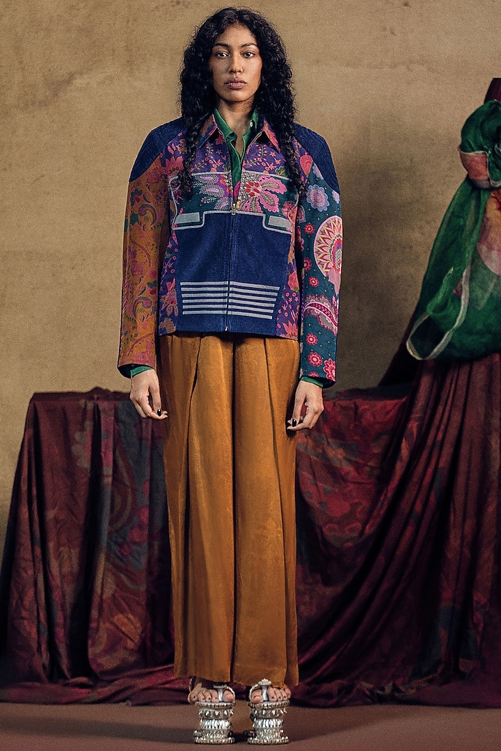 Multi-Colored Crepe Printed Jacket by SIDDHARTHA BANSAL at Pernia's Pop Up Shop