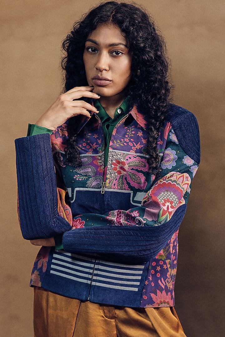 Multi-Colored Crepe Printed Jacket by SIDDHARTHA BANSAL at Pernia's Pop Up Shop