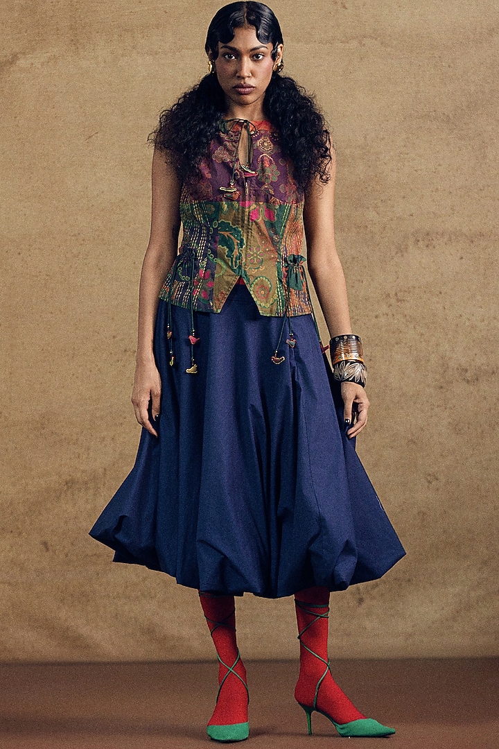 Beige-Green Poplin Hand Embroidered Koti by SIDDHARTHA BANSAL at Pernia's Pop Up Shop