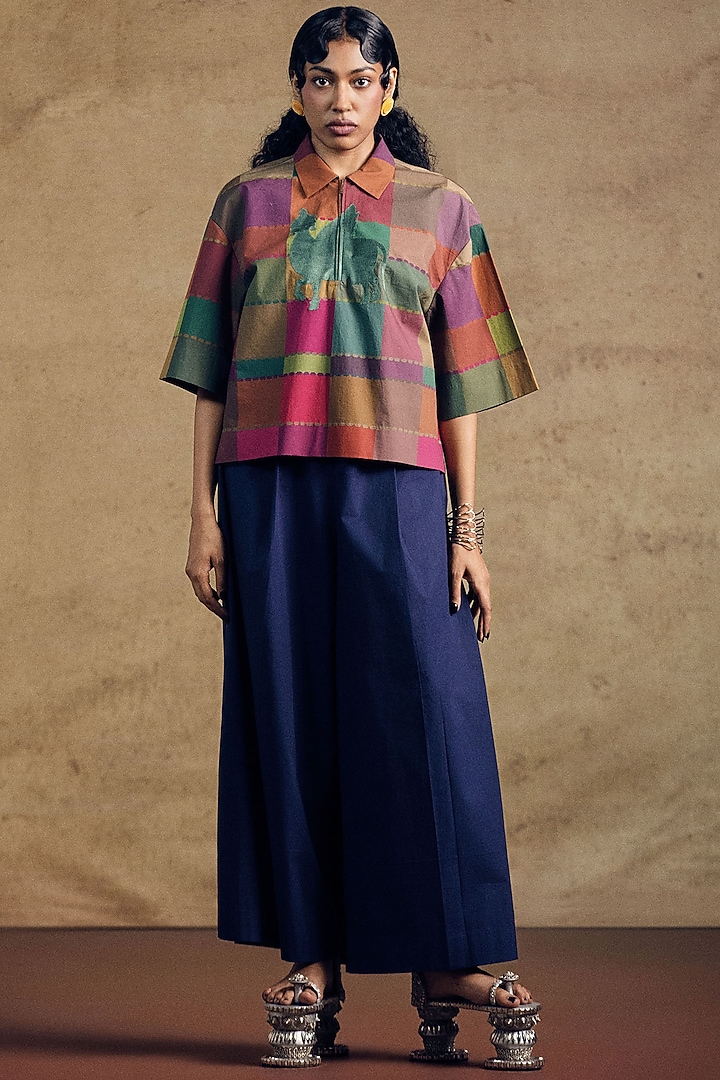Multi-Colored Poplin Printed Oversized Top by SIDDHARTHA BANSAL at Pernia's Pop Up Shop