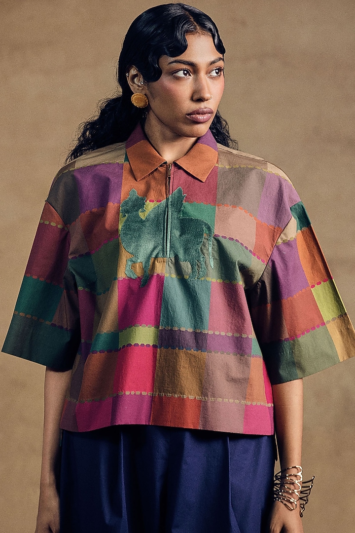Multi-Colored Poplin Printed Oversized Top by SIDDHARTHA BANSAL at Pernia's Pop Up Shop