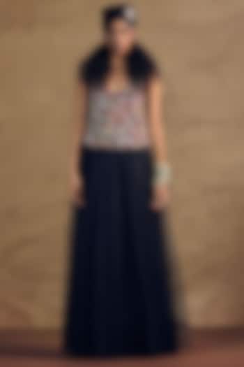 Black Net Embroidered Top by SIDDHARTHA BANSAL at Pernia's Pop Up Shop