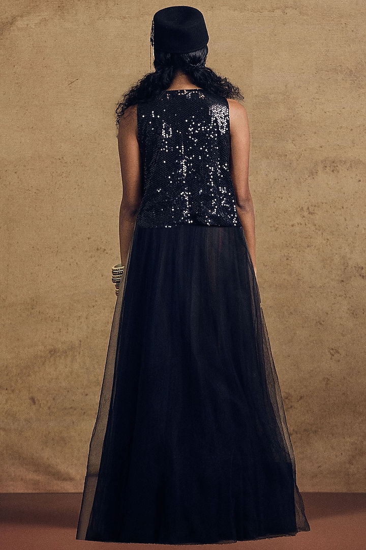 Black Net Embroidered Top by SIDDHARTHA BANSAL at Pernia's Pop Up Shop