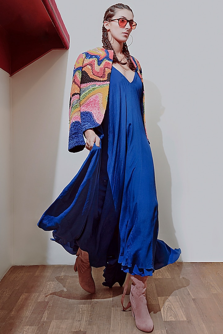 Multi Colored Embroidered Jacket by SIDDHARTHA BANSAL