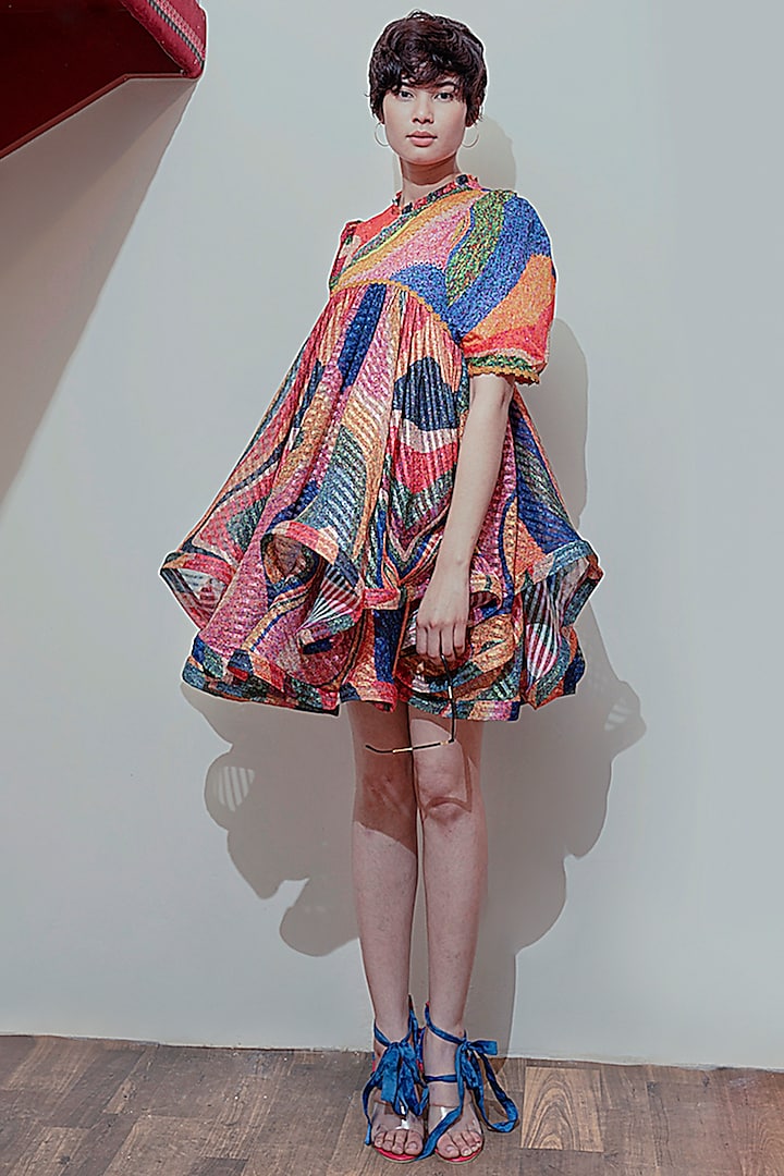 Multi Colored Embroidered Dress by SIDDHARTHA BANSAL