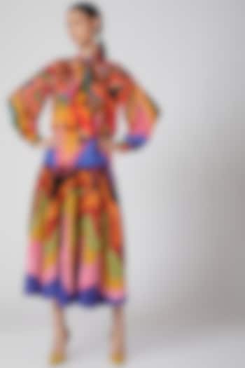 Multi Colored Printed Top With Tie-Up by SIDDHARTHA BANSAL