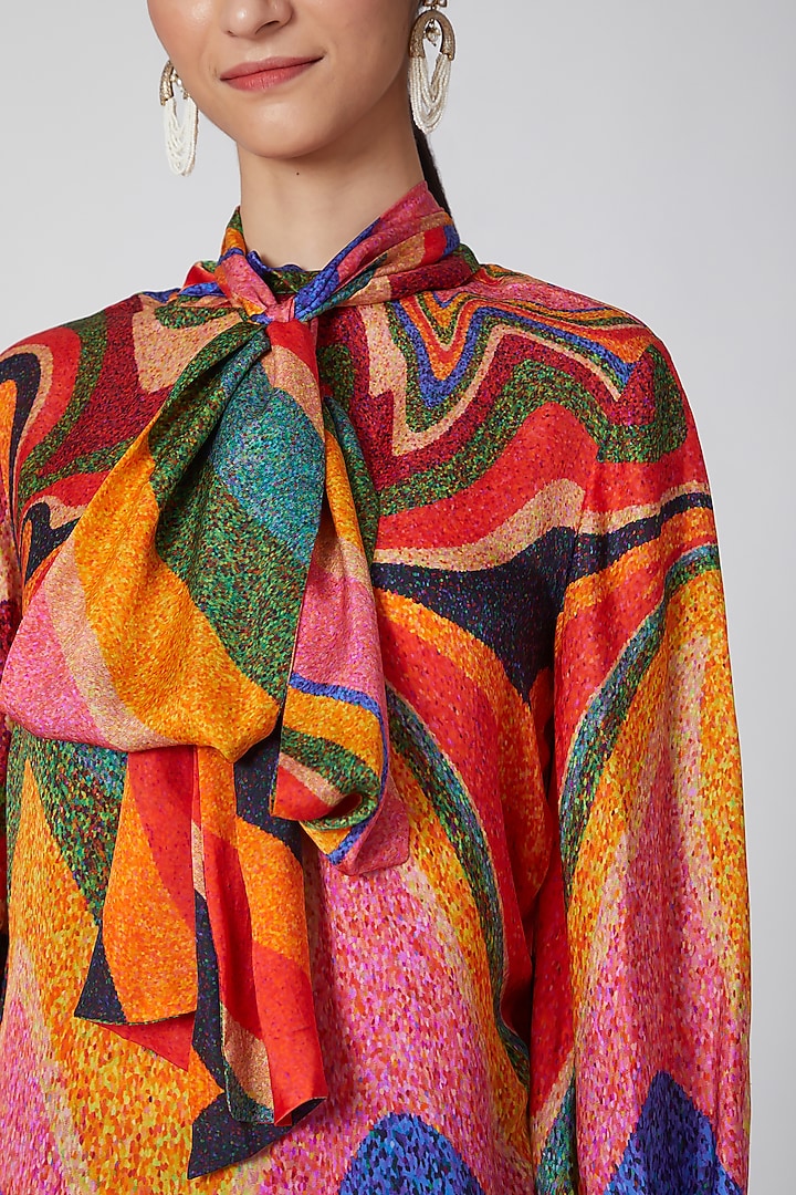 Multi Colored Printed Top With Tie-Up by SIDDHARTHA BANSAL at Pernia's Pop Up Shop