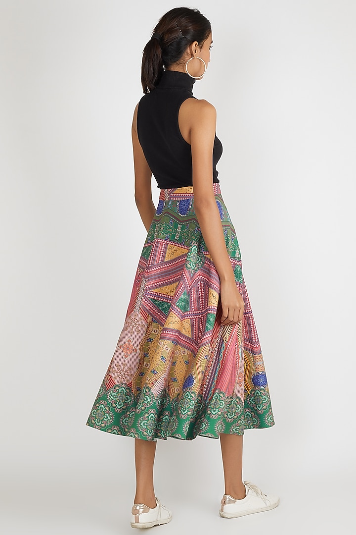 Mint Green Midi Embroidered Skirt by Siddhartha Bansal at Pernia's Pop Up Shop