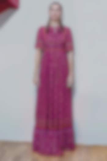 Magenta Pink Lurex Crepe Vacation Dress by SIDDHARTHA BANSAL at Pernia's Pop Up Shop